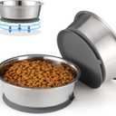 Nicelock Stainless Steel Dog Bowl | Set of 2, Metal Dog Bowls with Suction Base, Rubber Bottom & Premium Material & Easy Clean (Gray-2 Pack)