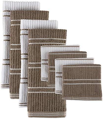 DII Basic Ribbed Terry Kitchen Basics Collection, Mocha, Kitchen Set, 5 Piece