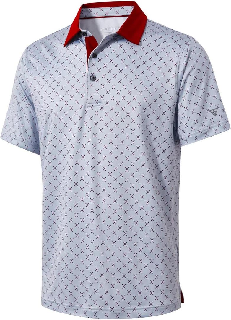 Golf Shirts for Men Dry Fit Short Sleeve Print Performance Moisture Wicking Polo Shirt, 5XL