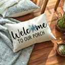 2Pack Winter Porch Decorative Pillow Covers Welcome to Our Porch with Blue Snowflake Design Pillowcases Christmas Season Holiday Cushion Covers 20 x 12 inches(Blue)