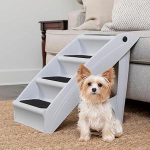 PetSafe CozyUp Folding Dog Stairs, Portable Indoor/Outdoor Pet Steps for Bed, Couch & Car, Grey, 20 Inch (Gray)
