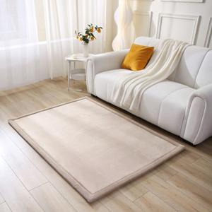 Hakuna Matte CloudSoft Baby Play Mat for Floor 47" x 67" Beige Coral Velvet Memory Foam Rug for Crawling & Cozy Play Non-Slip, Water-Resistant, Easy-CareTummy Time Mat, Playmat for Playpen
