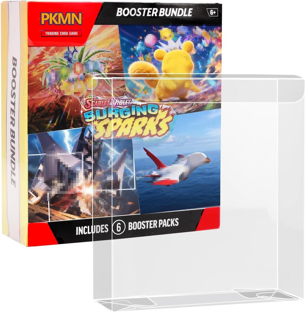 PKMN TCG Surging Sparks Booster Bundle Case - 12 Pack | 0.5mm Rigid PET Protector, Dust-Proof & Crush-Resistant with UV Blocking Clear Display(Box Not Included)