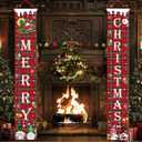 Christmas Door Banner Set 12x71 inch Holiday Porch Signs Red and Green Gnome Design Outdoor Indoor Hanging Decorations (Red 3)