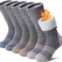 Kids Wool Hiking Socks Boys Girls Merino Wool Socks Thermal Winter Warm Thick Cushion Cozy Boot Crew Socks (12-15 Years, 3 Pairs-pink Blue Yellow)