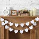2 Pack White Heart Garland 13.2 ft Wooden Vintage Valentines Garland Rustic Decoration for Mantel Window Wall Home
