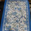 Chinoiserie Flowers Dish Drying Mat for Kitchen Counter, 18x24 Inch Vintage Blue Floral Birds Ultra Absorbent Reversible Dish Drainer Mats Plate Holder