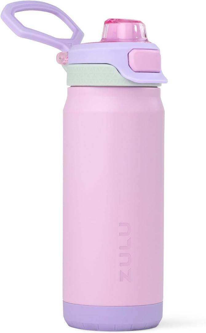 ZULU Powerfill Pro 18oz Kids Stainless Steel Water Bottle with Quick Fill Lid, Triple Wall Vacuum Insulated, Leak Proof Locking Lid, Sip & Chug, Reusable, BPA Free, Dishwasher Safe, Sweet Sorbet