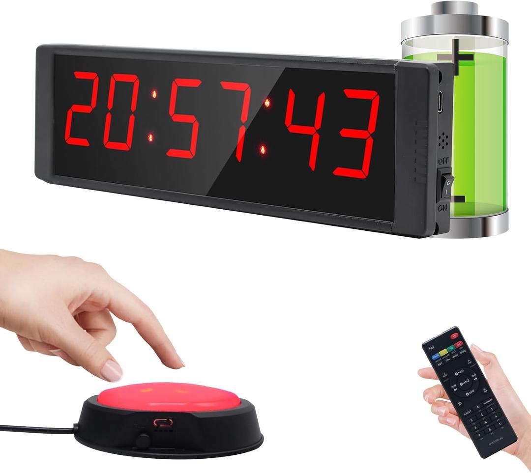 Large Stopwatch with Start/Stop Button, LED Digital Timer with Remote, Countdown Clock with Buzzer, Gym Clock for Home Gym, Interval Timer for Workout