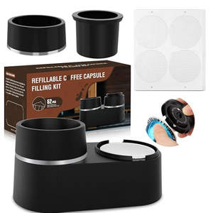 Pro Mael Reusable Pods Kit for Nespresso Vertuo, Refillable Coffee Pods with 52 Pcs Aluminum Foil Lids for VertuoLine Capsules, Compatible for VertuoPlus Espresso Machine (Pods not included)