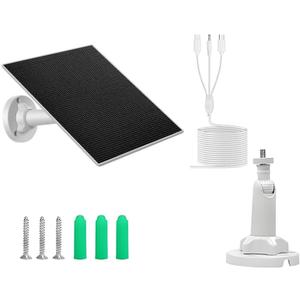 5W Solar Panel with Built-in 8000mAh Batteries for Security Camera, 5.2V Micro USB & USB-C & DC3.5mm Port for Stick Up, Outdoor Battery Camera, Waterproof, Adjustable Panel Mount, with 9.8ft/3m Cable