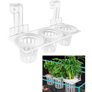 Upgrade Acrylic Aquarium Plant Holder Hanging Aquatic Plant Holder,Adjustable Hook Fish Tank Pot for Hanging Cultivation and Aquarium Decor