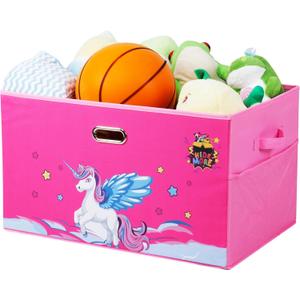 Large Toy Box for Kids (62x40x36 cm), Collapsible Sturdy Toy Chest,Toy Storage Organizer Bins for Boys, Girls, Living Room, Playroom, Nursery, Kids Toybox,Toy Storage Chest Made with MDF Board (Pink)