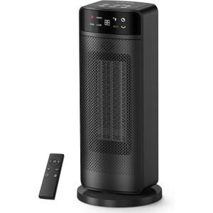 1500W Space Heater, Portable Electric Heater Heat Up 200 Square Feet for Indoor Use Office Garage, Rapid PTC Ceramic Heating with Remote, Digital Thermostat, 24H Timer, Multiple Safety Protection