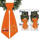 2PCS Fall Wreath Sash for Front Door - Autumn Wreath Satin Sash Embroidery Monogram Pumpkin Maple Leaf Harvest Decorative Door Hanger Garland Yard for Thanksgiving Gifts, DIY Sash Decor(55 x 5 inches)
