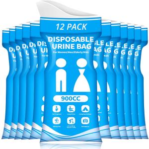 HOKINETY Disposable Urine Bag for Travel - 900ML Portable Pee Bags for Women Men 8/12/20/24/28 PCS Emergency Vomit Bags Urinal Toilet for Car Camping, Road Trip,Traffic Jam, Pregnant, Kid, Patient (Blue)