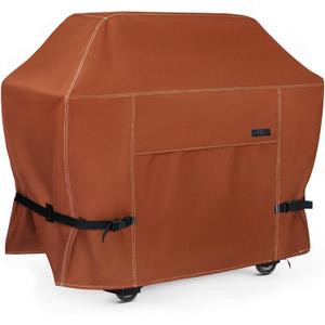 NettyPro BBQ Grill Cover 56 Inch Outdoor Patio 600D Heavy Duty Waterproof 2-3 Burner Barbecue Cover for Weber, Char-Broil, Brinkmann, Nexgrill Grills and More, Brown