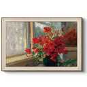 Red Poppies Framed Wall Art,Vintage Wall Art,Modern Farmhouse Decor, Red Flowers Print, Antique Wall Decor 3' x 2'