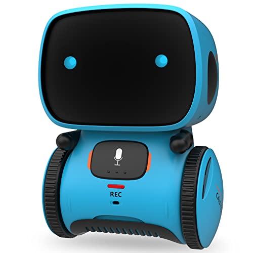 GILOBABY Interactive Talking Robot for Boys, Smart Toy with Touch Sensor & Voice Control, Record & Repeat Mode, Dancing, Singing, Educational Gift for 3-7 Year Old Kids (Blue)