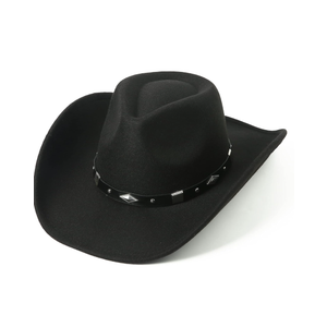 Lanzom Women Men Classic Felt Wide Brim Western Cowboy Cowgirl Hat with Belt Buckle M-L