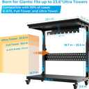 GreenForest Heavy Duty Computer Tower Stand with Wheels, Rolling PC Cart for Gaming, 5-Height Adjustable Full Tower PC Stand with Cable Management, Industrial Casters Home Office, Carbon Fiber Black, 28.1''L x 13.9''W x 29.5''H