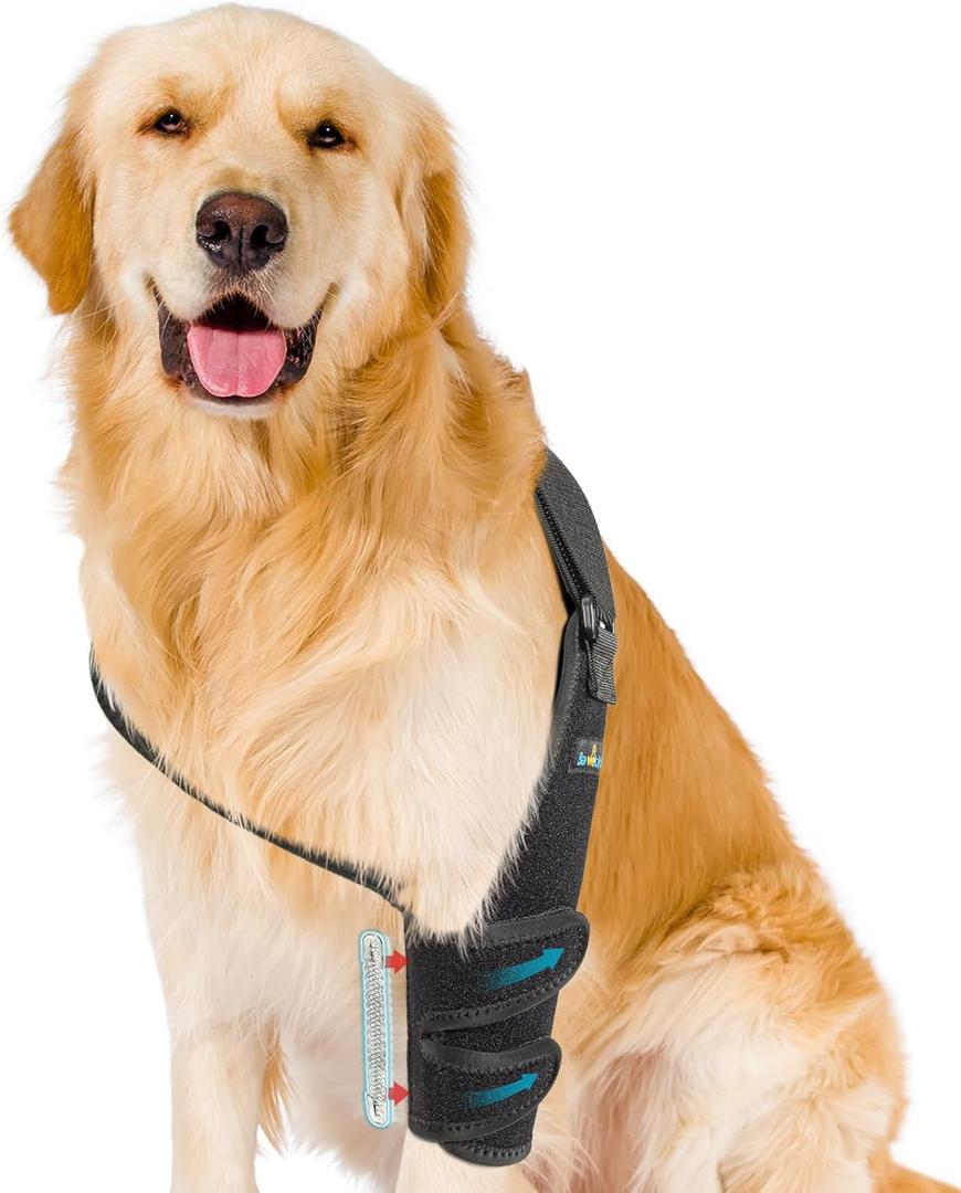 Dog Elbow Protector Brace for Canine Pads, Elbow&Shoulder Wraps with Metal Splint Support for Callus, Hygroma, Dysplasia, Arthritis, Dislocation, Pressure Sores, Comfort Fit for All-Day Wear, Size L-Left