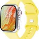 Sport Bands Compatible with Apple Watch Band Women Men 40mm 38mm 41mm 42mm 44mm 45mm 46mm 49mm ,Soft Wristband Waterproof Replacement Strap for iWatch Bands Series 11 10 9 8 7 6 5 4 3 2 1 SE Ultra Yellow