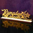 Landhoow Eid Mubarak Sign Ramadan Table Decor 12.99 x 4.72 Inch Ramadan Kareem Sign Eid Decoration Metal Letter Tabletop Signs for Islamic Home Office Party Decor Gifts(Star)