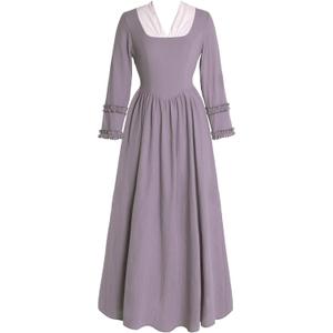 Colonial Dress Womens Pioneer Costume Historical Clothing, Purple Medium