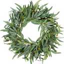 Sggvecsy Artificial Olive Wreath for Front Door 22 inch Greenery Wreath with Olive Leaves Olive Bean Green Leaves Wreath Spring Summer Wreath for All Seasons Wall Window Home Indoor Outdoor Decor