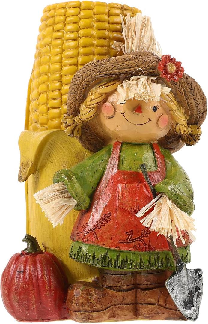 JOINPAYA Thanksgiving Scarecrow Figurines: Tabletop Standing Corn Scarecrow Decor for Fall Home Indoor Outdoor Party Harvest Gifts