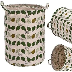 Bins & Things | Large Storage Toy Box Bin - Light Green Leaf Pattern - Baby Laundry Basket Bin - Lightweight and Collapsible Clothes Hamper Organizer for Home, Dorm, Bedroom, Closet, and Nursery Home