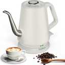 Gooseneck Electric Kettle 0.8L, 1200W Fast Boiling Stainless Steel Auto Shut-Off, Precision Pour Over Kettle for Coffee & Tea, Ideal for Small Kitchen, RV, Travel (Gray White)