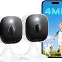 4MP Outdoor Indoor Cameras for Home Security, Outdoor Security Camera Indoor, 2.4g/5g Cameras for House/Pet/Baby, Plug and Play, Support 128G Card Storage (Not Included), Wired, 2PCS