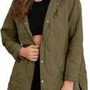 EVALESS Long Jackets for Women Fashion 2025 Winter Coat for Women Business Casual Diamond Quilted Hooded Lightweight Jackets (Small, Army Green)