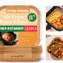 125 Pcs 7.9 Inch Square Air Fryer Liners Disposable for Home Bakers - Thickened Silicone Oil Paper - Withstands up to 450°F Heat - for Air Fryer 5 to 8 Qt