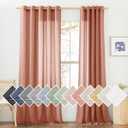 NICETOWN Semi Sheer Linen Patio Curtains for Sliding Door, Grommet Top Rustic Linen Burlap Curtains Privacy with Light Through Drapes for Bedroom/Home Office, Burnt Orange, W70 x L84, 1 Pair