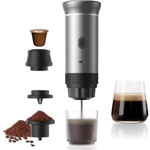 Zcyge Portable Coffee Maker Espresso Machine, Mini Travel Camping Coffee Makers, Battery Portable Espresso Self-Heating Car Coffee Maker With Ground Coffee & NS Capsule