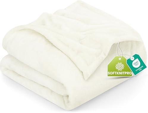 Utopia Bedding Fleece Blanket Queen Size Ivory 300GSM Luxury Fuzzy Soft Anti-Static Microfiber Bed Blanket (90x90 Inch)