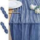 Xiomot 2PCS Table Runner Cheesecloth 10FT Blue Boho Gauze Cheese Cloth Rustic Sheer Table Runners for Wedding Birthday Bridal Baby Shower Party Decoration