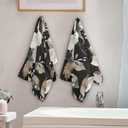 2 Pack Brown Beige Blooming Floral Hand Towels for Bathroom,Absorbent Fingertip Guest Black Flower Leaves Decorative Bath Towels,Soft Abstract Leaf Dish Towels for Kitchen Decor 14"x28"
