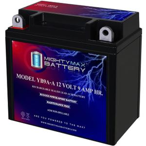 Mighty Max Battery YB9A-A -12 Volt 9 AH, 130 CCA, Rechargeable Maintenance Free SLA AGM Motorcycle Battery