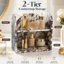 Marble Bathroom Counter Organizer, 2 Tier Calacatta Viola Vanity Shelf for Perfume, Makeup, Skincare, Jewelry, Natural Stone Countertop Storage, No Assembly Required (golden-6)