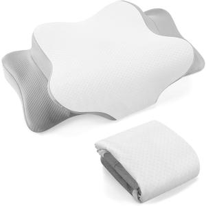 Cervical Pillow Case Comfortable and Breathable Pillowcase with Zipper(Only Pillowcase) Pillowcase for Memory Foam Cervical Pillow Case Cover (White,Gray,Queen Size)