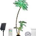 7ft Solar Lighted Palm Tree, Home Room Decor 260LED Christmas Tree, 3 Trunks Artificial Palm Trees for Outside Patio, Indoor Decorations, Outdoor Garden, Pool (Green)