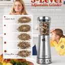 Electric Salt and Pepper Grinder Set with Storage Base, Stainless Steel Rechargeable Salt and Pepper Grinder Set with 4.5 oz Large Capacity, 1.8" Wide Mouth, Adjustable Coarseness, Ideal for Kitchen