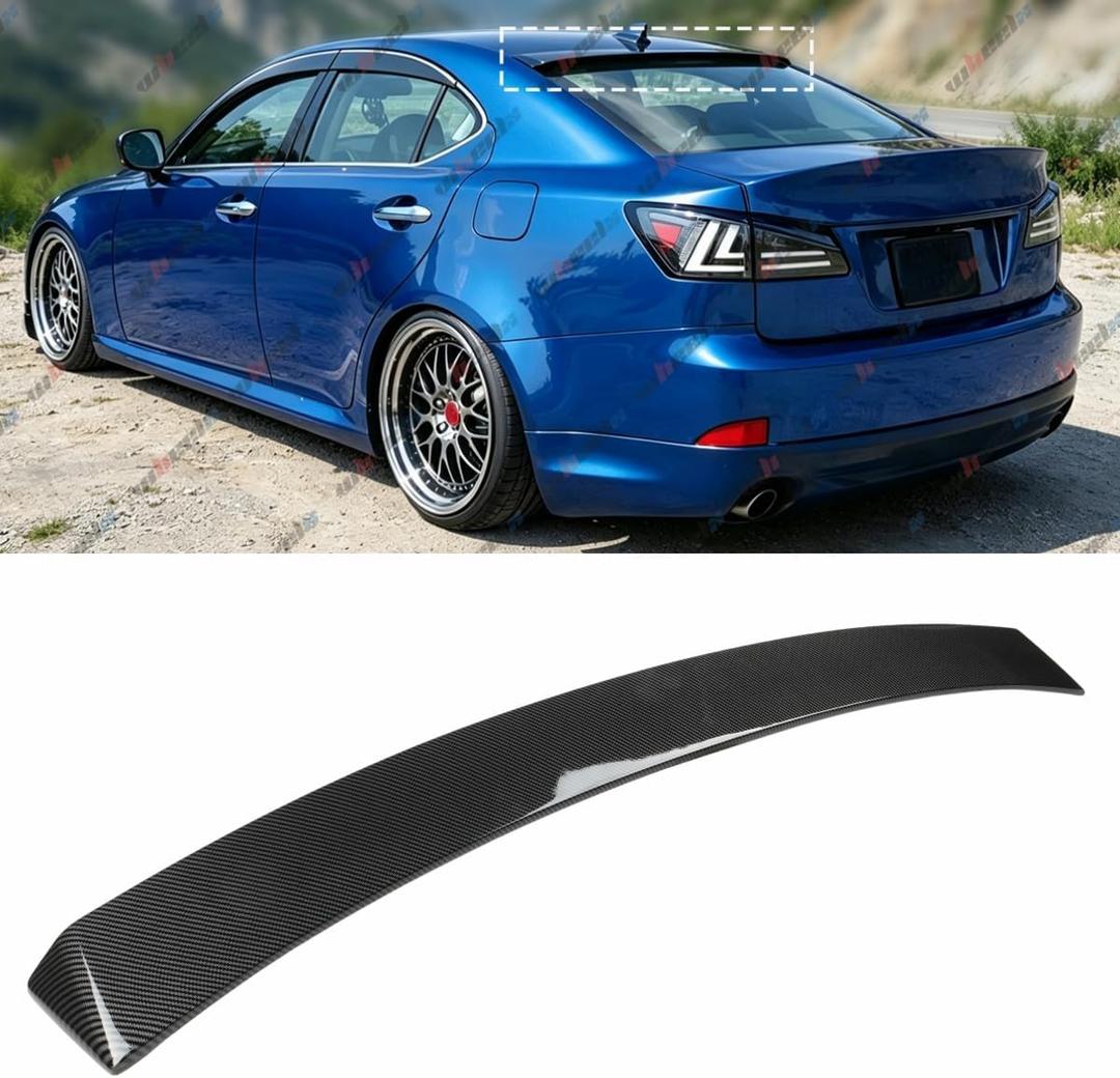 Roof Spoiler Fits for 2006-2013 Lexus IS250 / IS350 & 2006-2014 is F Sedan, Carbon Fiber Pattern JDM V2 Style Rear Window Roof Wing - WheelX