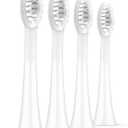 ORDO Replacement Sonic Toothbrush Heads with Pulse Technology for Teeth Cleaning, Plaque Removal, Silicone Polishing, Deep Clean Bristles, Adults, Pack of 4, White Silver