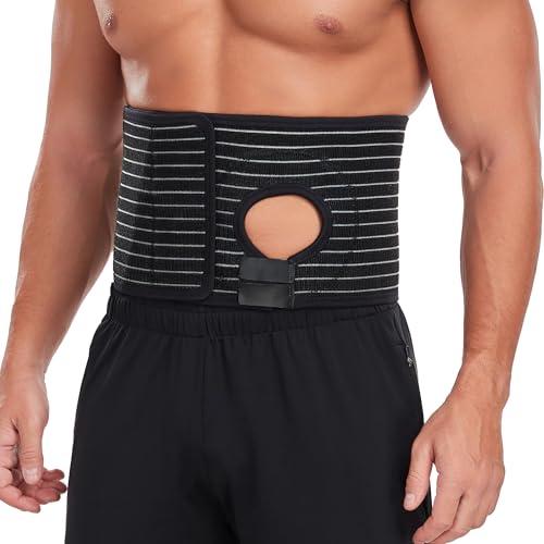 Ostomy Hernia Belt with Stoma Opening, Adjustable Ostomy Support Belt for Men & Women, Abdominal Binder for Colostomy Ileostomy Urostomy Bag, Breathable Ostomy Hernia Support Belt for Daily Wear, Secure Velcro Fit Size Large