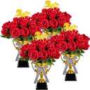 Kenning 4 Sets 34 Pcs Roses Table Centerpieces for Derby Day Party Decoration Horse Racing Centerpieces Sticks for Horse Themed Birthday Party Supplies Rose Themed Table Decor